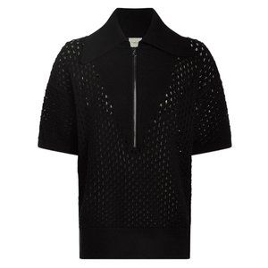VARLEY Teagan Boxy Knit Polo in Black S